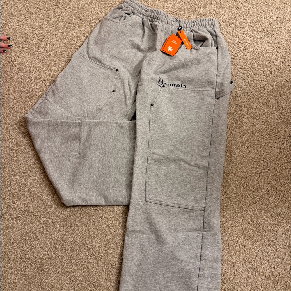 Gray Men's Casual Sweatpants with Utility Pocket